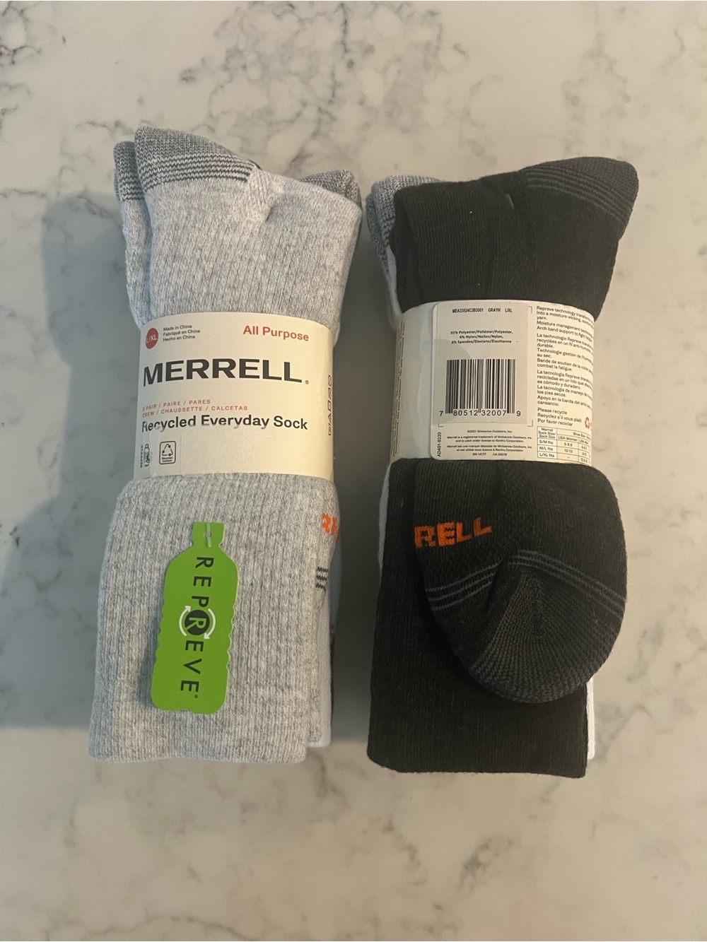 Merrill Recycled Everyday Crew Socks 3pk Set of 2 All Purpose L/XL Unisex NEW